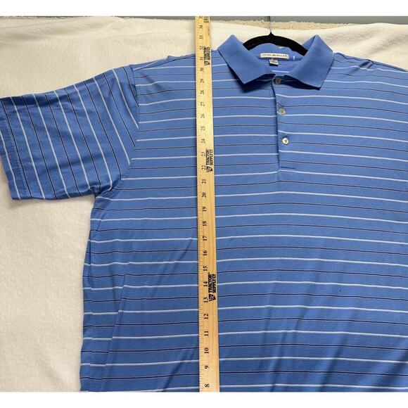 PETER MILLAR Mens XL POLO Golf SHIRT Blue Stripe 100% cotton - Picture 5 of 6